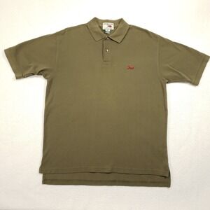 Perlis Polo Shirt Men Medium Olive Green Crawfish Logo Pique Short Sleeve Cotton